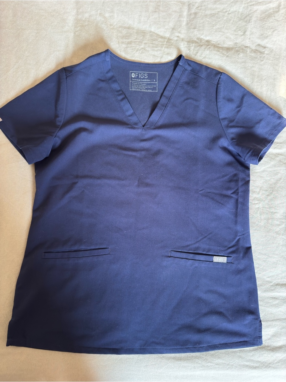 FIGS Navy V-Neck Women's Top, size:S, good condition